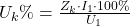 U_{k}\% = \frac{Z_k \cdot I_1 \cdot 100\%}{U_1}